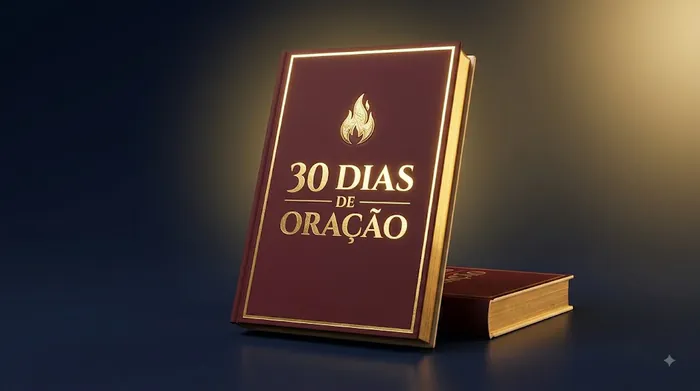 Livro de capa bordô com o título 30 dias de oração em letras douradas